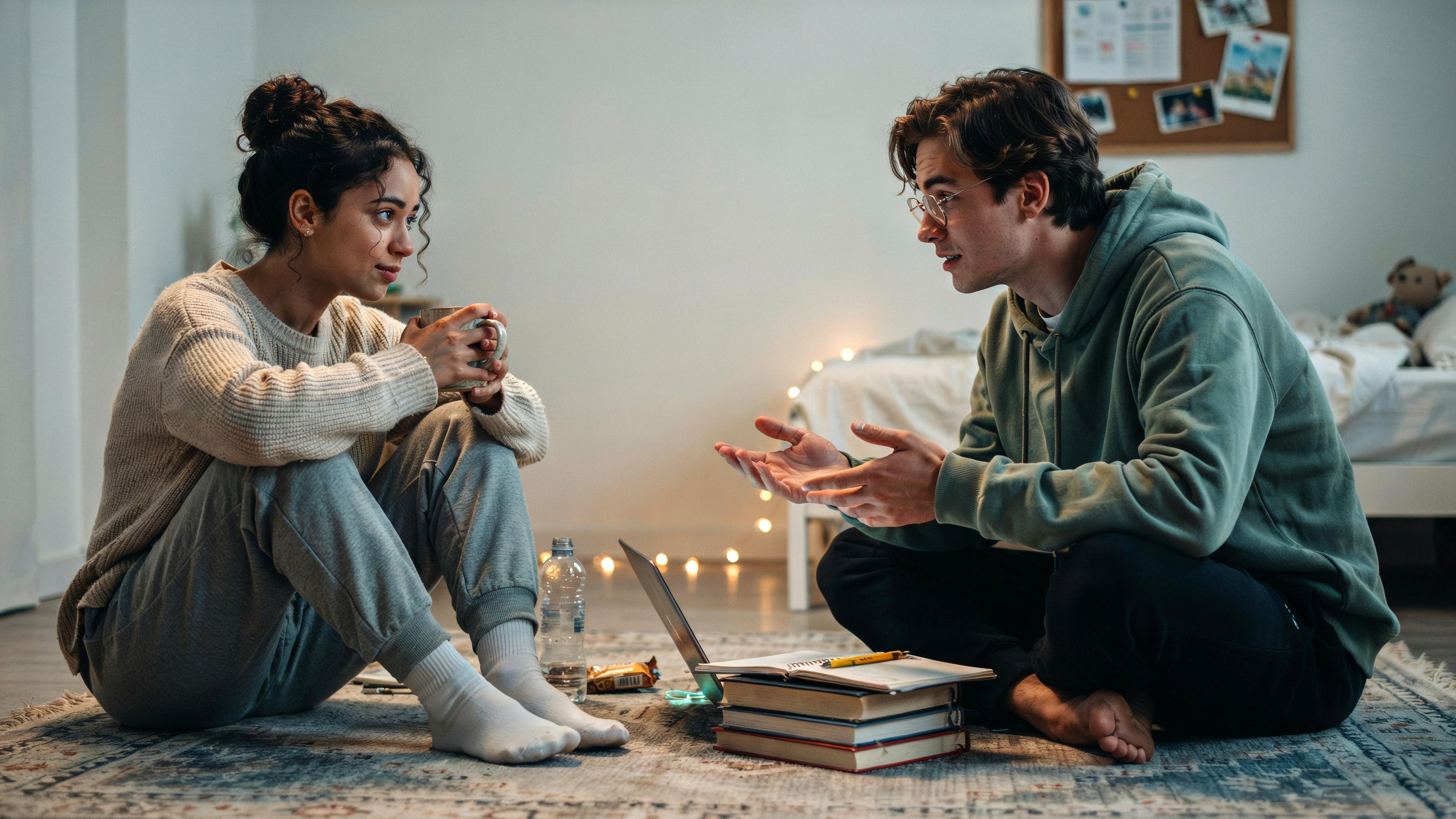 Two people having a meaningful conversation