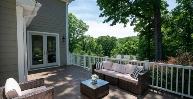 Outdoor patio at The Lodge, BlueCrest's co-occurring treatment facility